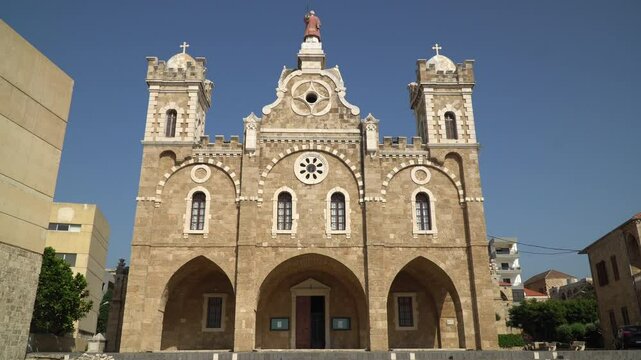 The Saint Stephen Cathedral, a Maronite Catholic church located near the port of Batroun, Lebanon
