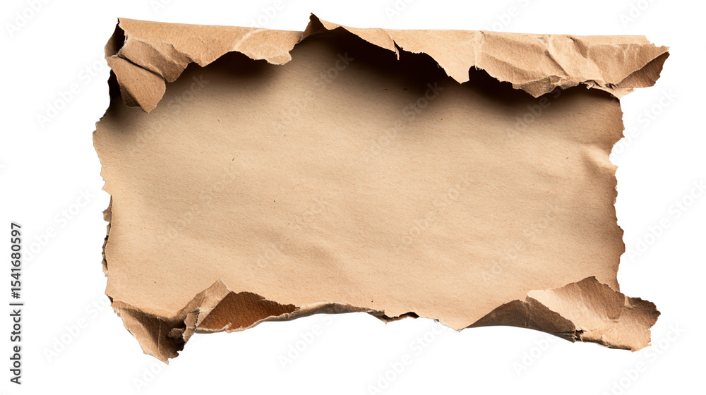 Wall mural torn paper frame with a blank space for your text or design, isolated on a white background.