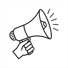 Hand Holding Black Outline Megaphone Loudspeaker Announcement Icon