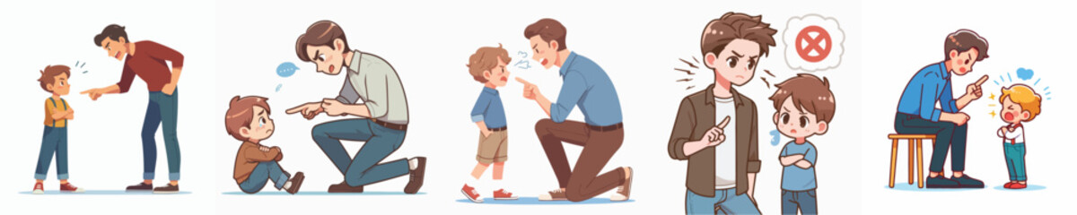 vector character scolding a little child