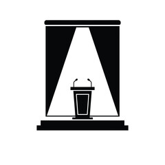 Black Silhouette Award Ceremony Stage Podium Icon vector
