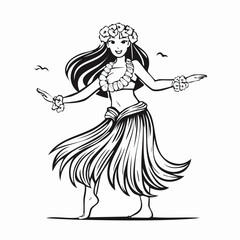Hawaiian Hula Dancing Stock Vectors and Vector Art isolated on white background.