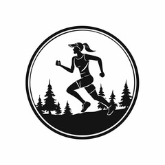 Trail Running Woman Silhouette Logo Designs Vector Stock Vector on white background.