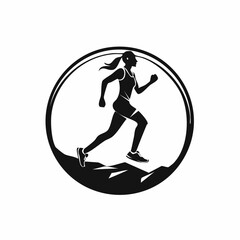 Trail Running Woman Silhouette Logo Designs Vector Stock Vector on white background.