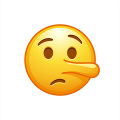 Lying face emoji pinocchio vector long nose illustration, 10 eps.