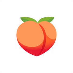 Peach icon. Isolated on white. Peach fruit. Vector illustration, 10 eps.