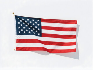 American Flag Waving Against a White Wall