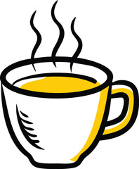 Tea cup with hot tea steam, perfect for a cafe's morning break