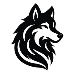 Black silhouette of Wolf, Wolf silhouette logo