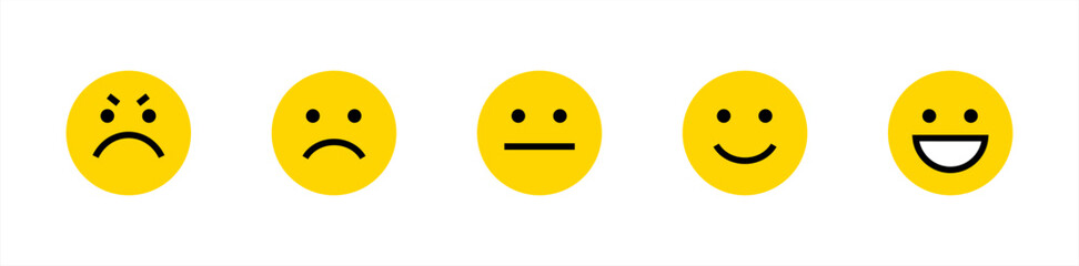 Rating emoji good to bad customer feedback indicator vector image. Star rating emoji icon set. Rating emoji vector collection. Vector 10 eps.