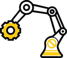 Robot-arm-holding-a-gear  icon Adobe Illustrator Artwork