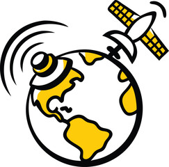  Satellite-orbiting-earth vector illustration design