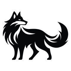 Black silhouette of Wolf, Wolf silhouette logo