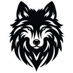 Black silhouette of Wolf, Wolf silhouette logo