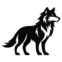 Black silhouette of Wolf, Wolf silhouette logo