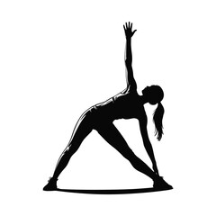 Fototapeta premium Female Silhouette in Yoga Triangle Pose – Healthy Lifestyle Vector.