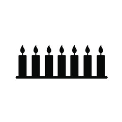 Seven Black Candles Silhouette Vector Icon White Background