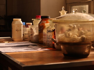 Chemical reagents against a bright window