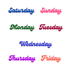 Weekday Names Typography Design.