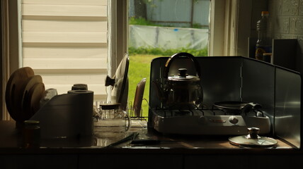 Kitchen belongings on the table