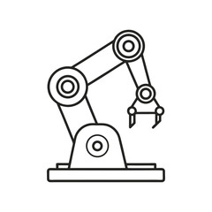 Robotic Arm Icon Vector Illustration – Industrial Automation Symbol Isolated on White Background
