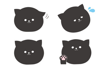 かわいい黒猫の表情アイコンセット