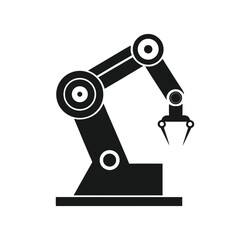 Robotic Arm Icon Vector Illustration – Industrial Automation Symbol Isolated on White Background
