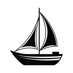 Boat Side View With Sail Outline Vector Illustration