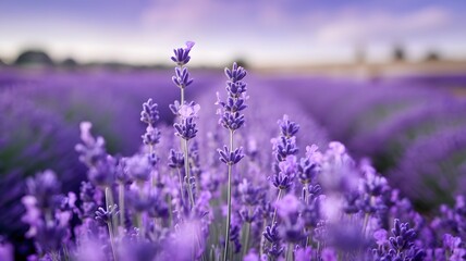 Obraz premium Serene Lavender Fields A Breathtaking View of Purple Blossoms