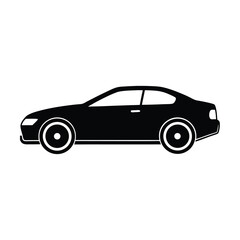 Car Side View With Two Wheels Outline Vector Illustration