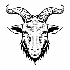 Goat Face Vector. Angry goat head vector illustration on white background.