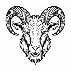 Goat Face Vector. Angry goat head vector illustration on white background.