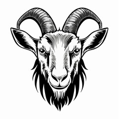 Goat Face Vector. Angry goat head vector illustration on white background.