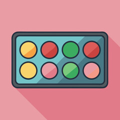 Illustration of a colorful eyeshadow palette for makeup with different shades