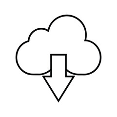 Cloud Download Arrow Pointing Down Outline Vector Illustration