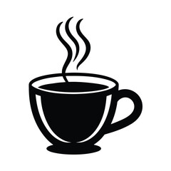 Coffee Cup With Handle Steaming Outline Vector Illustration