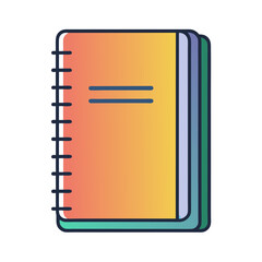 Illustration of a colorful notebook with a gradient and spiral binding