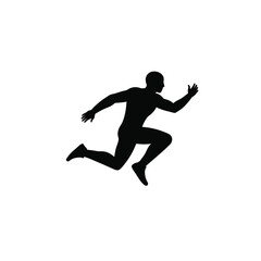 Black Silhouette Man Double Jump Vector Icon pose
