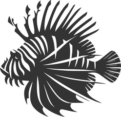 Black illustration vector of a lionfish silhouette drawing