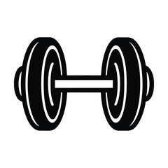 Dumbbell Two Round Weights And Bar Outline Vector Illustration