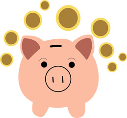 Piggy Bank with Coins