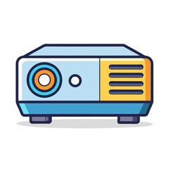 Simplified Cartoon Projector with Lens and Ventilation, perfect for presentations