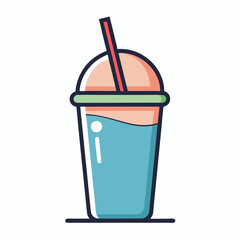 Stylized cartoon of a delicious beverage in a cup with a straw