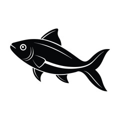 Fish Side View With Curved Tail Outline Vector Illustration