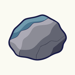 Cartoon Illustration of a Rock or Stone with Blue and Gray Shading