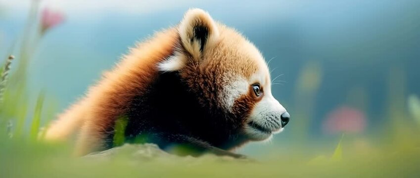 Cute red panda cute red panda cute red panda lying in grass with cute red panda expression for cute red panda lovers red panda meadow