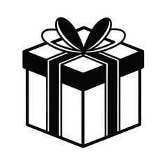 Gift Box Square With Ribbon Outline Vector Illustration