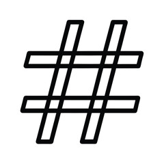 Hashtag Two Intersecting Lines Outline Vector Illustration