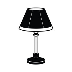 Fototapeta premium Lamp Round Shade And Straight Base Outline Vector Illustration