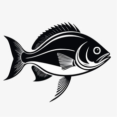 Simple Fish Vector Images. A stunning black and white Fish vector illustration